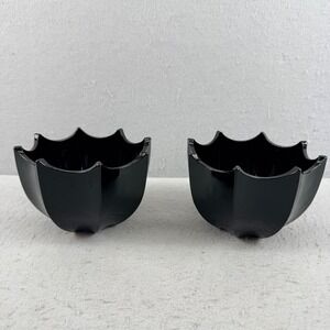 Vintage Indiana Glass Black Amethyst Umbrella Shaped Candy Bowls MCM Set of 2